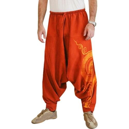 80% 2021 New Men Casual Harem Pants Summer Yoga Baggy Aladdin Hippie Spiral Print Trousers