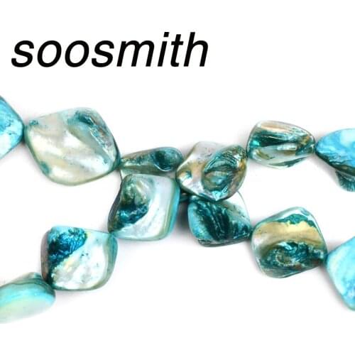 Soosmith Natural Stone Loose Beads For Jewelry Making Freeform Irregular Shape Blue Shell Beads High Quality Bracelet Necklace