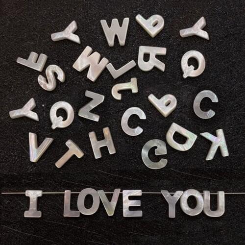 Natural Pearl Shell Letter Beads A-Z Alphabet White Seashell Spacer Bead For DIY Name Bracelet Necklace Jewelry Making Accessory