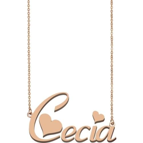 Cecia Name Necklace Pendant Choker Personalized Nameplate Necklace for Women Girl Family Jewelry Best Friends Gift