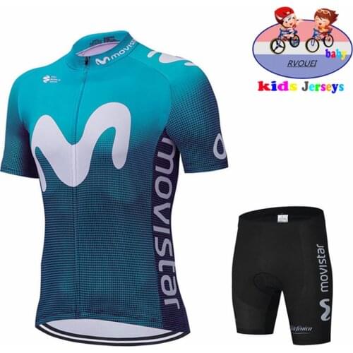 Movistar Baby Breathable Kids Cycling Jersey Set 3D Cushion Shorts Black Orange Children Bike Clothing Boys Girls Summer Bicycle