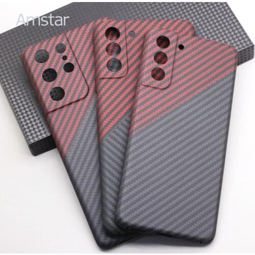 Amstar Dual Color Pure Carbon Fiber Phone Case for Samsung Galaxy S21 / S21 Plus / S21Ultra Ultra-thin Carbon Fiber Case Cover