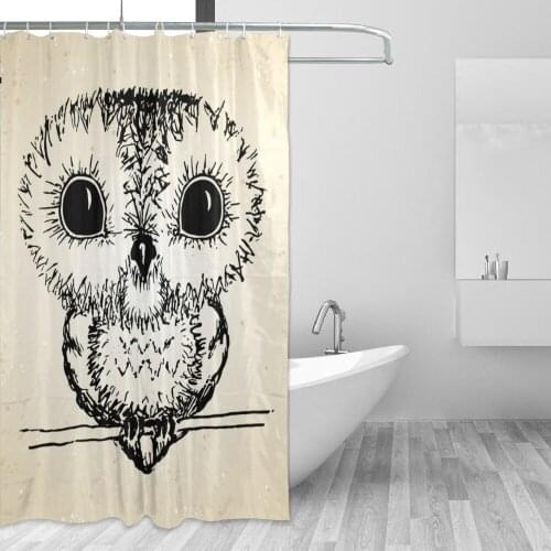 Europe Style Eco-friendly Polyester Fabric Bathroom Curtain Cartoon Owl Modern Design Shower Curtain Waterproof Bath Curtains