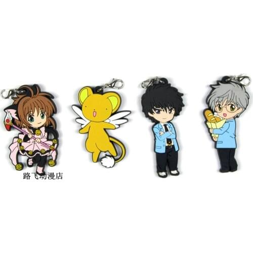 Card Captor/SAKU/KINOMOTO SAKURA/DAIDOUJI TOMOYO/LI SYAORAN/KIN Japanese anime figure RUBBER mobile phone charm/key chain/strap