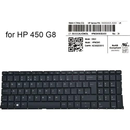 Genuine UK backlit Laptop keyboard for HP ProBook 450 G8 455R G8 ZHAN 66 PRO 15 G4 GB British Replacement Keyboards HPM20A5