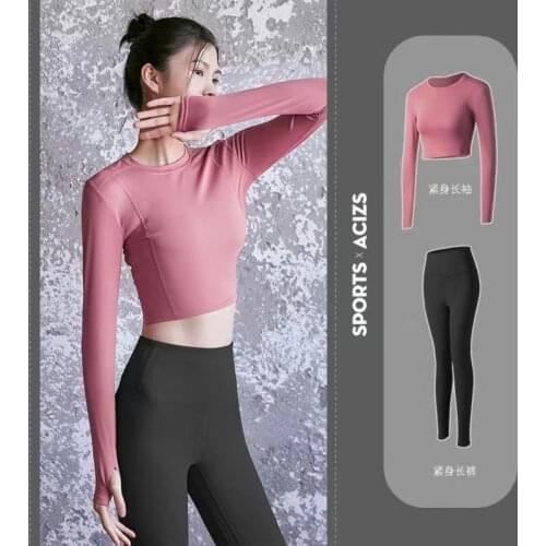BARKOV Yoga Sets Women Sports Shirts High Waist Seamless Leggings Push Up Quick-Dry Workout Yoga Pants Running Yoga Suit