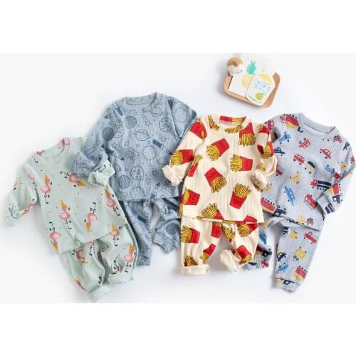 0-4T Newborn Kid Baby Boys Girls Clothes set Autumn Winter Homewear Cartoon Top and Pant suit Cute Sweet Toddler Clothing Set