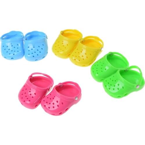 Best Toys Gift 18" 7.3 cm Pink Rubber Beach Sandals Slippers for ForDoll Daily Life Necessities
