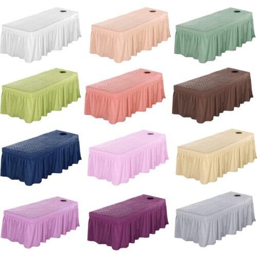 Back Face Massage Table Skirt Beauty Bedding Linen Pure Cotton 75x31inch Cosmetic Bed Valance Sheet Cover Bedskirts in 21inch