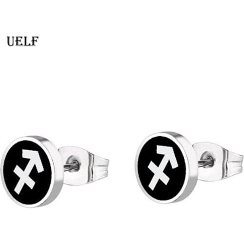 Uelf Minimalist Jewelry Black Earrings for Women Punk Small Circle Ear Earrings Piercing pendients 2019