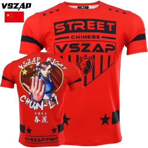 VSZAP Boxing Set Compression Jersey 3D Printing Chun Li Rashguard KickBoxing Tight Long T-Shirts Trousers Muay Thai MMA Fighting