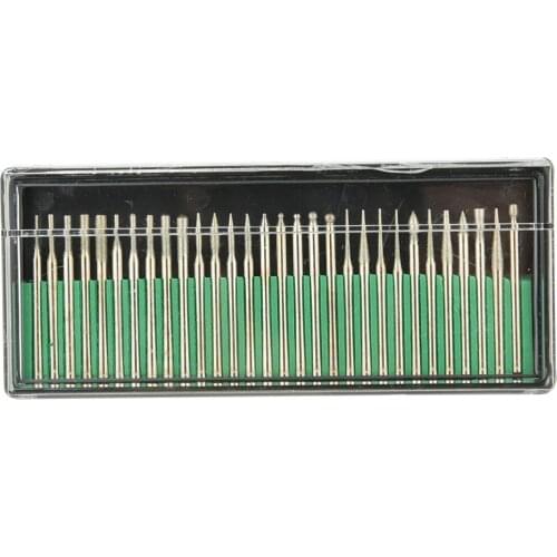 30pcs 3.175mm Titanium Diamond Burrs Bur Bit Set Dremel Rotary Tool Drill Bit Power Tools On Jewelry