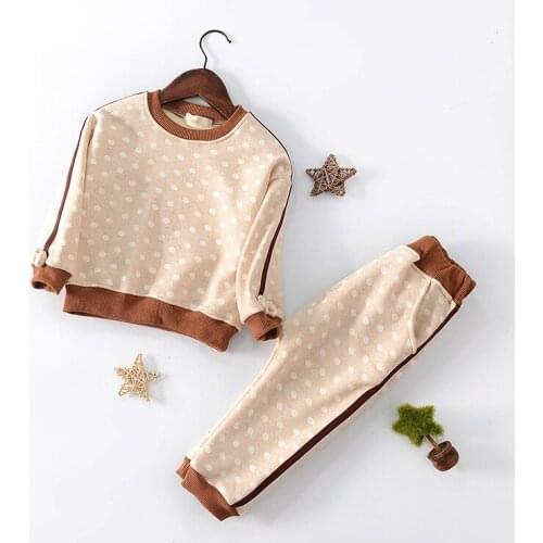 2017 new winter Girls Kids boys Dots sweater + trousers pants comfortable cute baby Clothes Children Clothing 20W