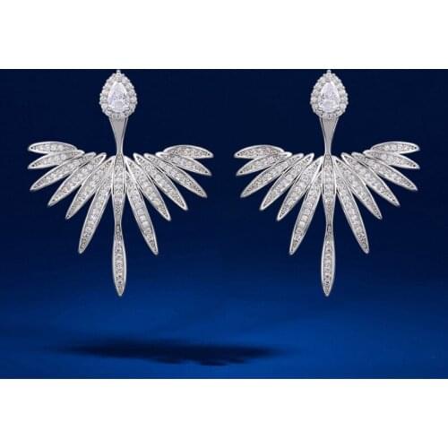 New Luxury Earrings Gorgeous Angel Wings Zircon Exquisite Glamour Gifts Women Fashion Bride Engagement Party Jewelry Wholesale