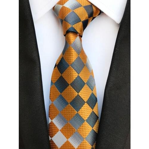 2020 New Design Plaids Necktie Luxury Gold Orange Ties High Level Handmade