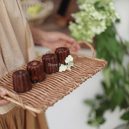 Rattan Plate Dinner Plates Sushi Plate Fruit Bread Cake Service Dessert Plates Christmas Dinning Room Decoration