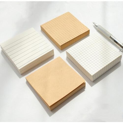 80 Sheets Kraft paper Blank Horizontal Grid Memo Pads Cute Planner Notepad N Times Sticky School Office Stationery Supply