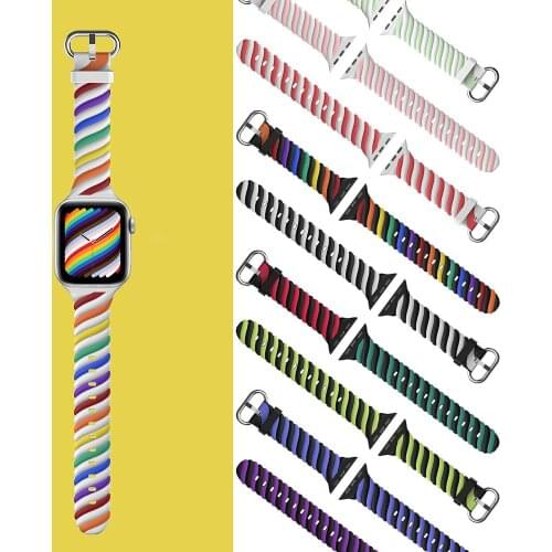 Silicone Watch Band for Apple Watch Strap 44mm 40mm 42mm 38mm Wrist Bracelet Twist Color Sport Bands iWatch Series Se 6 5 4 3 2