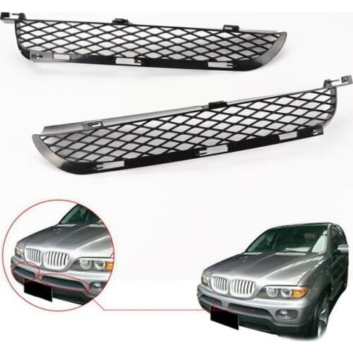TAIHONGYU Pair Black Mesh Front Upper Bumper Grilles Fit For BMW X5 E53 LCI 2003-2006 Facelift