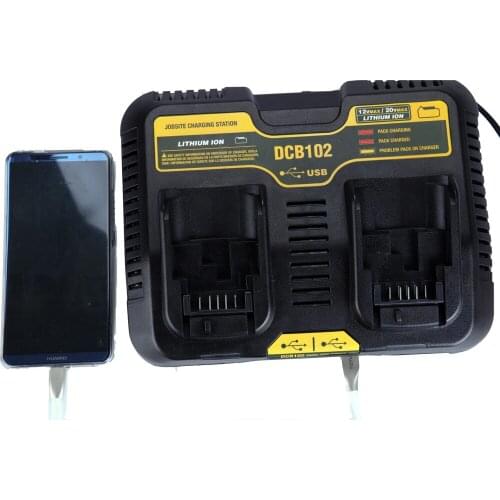 DCB102 Li-ion Battery Dual Port Charger USB 3.0A For Dewalt 10.8V 12V 14.4V 18V 20V DCB101 DCB102 DCB105 DCB200 DCB140