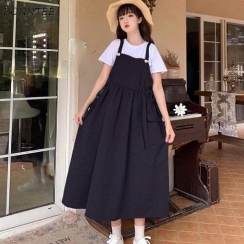 Sets Women 5 Colors A-line Friends New Cute Students Japanese Style T-shirts All-match Empire Vestido Feminino Fashion Casual