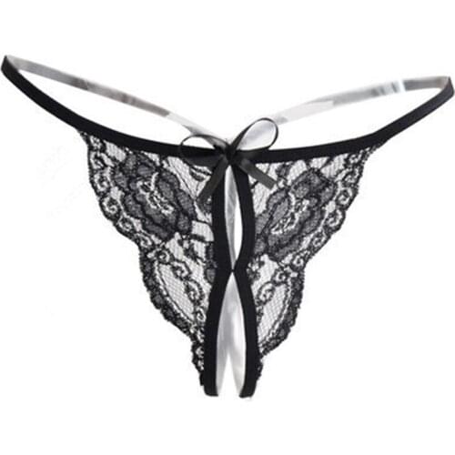 Ladies sexy open file thong lace underwear comfortable transparent G string polka dot temptation thong women thin belt exotic