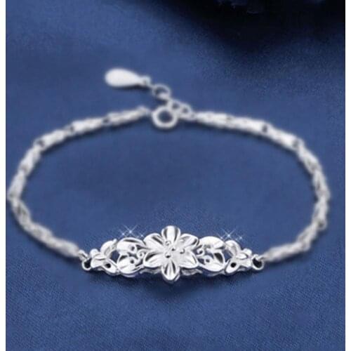 Women Flower All-match Chain Adjustable Elegant Bangle Bracelet Jewelry Accessory for Valentine Day Exquisite Women Bracelet