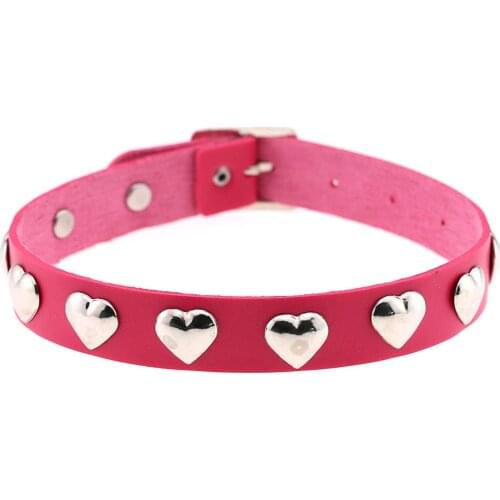 Punk Harajaku Heart Rivets Rock Gothic Chokers Black White Leather Stud Collar Choker Necklace Goth Hip Hop Statement Jewelry