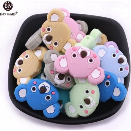 Lets Make 200pc Silicone Beads Mini Koala Food Grade Silicone Teething Cartoon Gifts Toys DIY Necklace Accessories Baby Teether