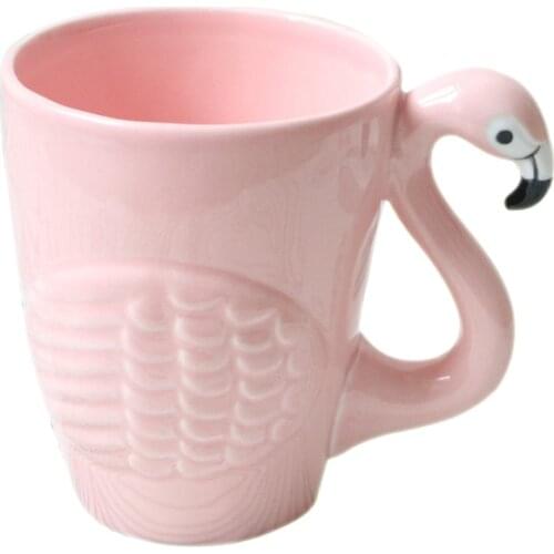3D Cartoon Flamingos Bird Mug Ceramic Cute Animal Coffee Cups for girl Birthday Gift Decoration