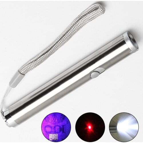 3in1 Mini Ultra Violet Pen UV Flashlight Portable UV Light Lamp Pocket Torch with hook strap for Money Marker Checker Detection