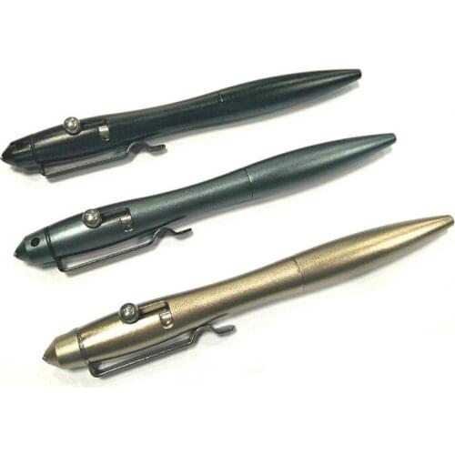 5 pcs Sophisticated Handmade Bolt Type Gel Pen Wolfram Head 0.5mm black ink Metal Clip Tactical Pen Self Defense EDC
