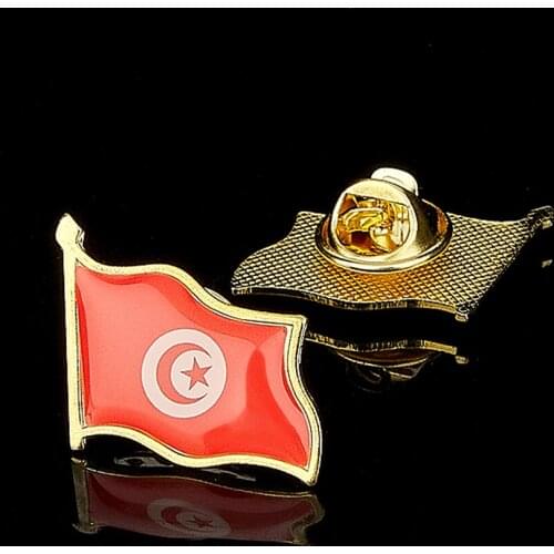 African Country The Republic of Tunisia Fashion Flag Lapel Pin Metal Brooch Jewelry Clothes/Bag Accessories