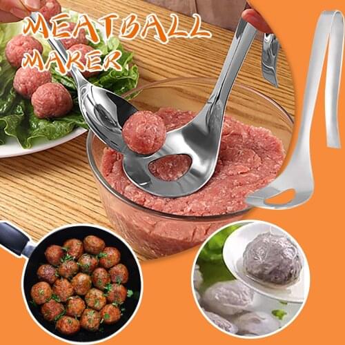 Non-Stick Creative Meatball Maker Spoon Meat Baller with Elliptical Leakage Hole Meat Ball Mold Kitchen Utensil Gadget Meat Tool
