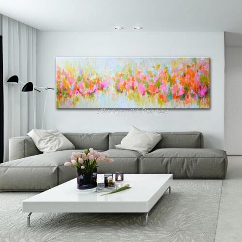 Large Painting Hand-painted Best-selling Multicolored wall High Q. Home Decoration Abstract Oil Painting On Canvas 40X120CM