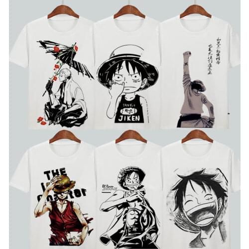 One Piece Cosplay T Shirt Luffy Ace Roronoa Zoro Cartoon Print Summer T-Shirt Graphic Tees Harajuku Top Costume Casual tshirt