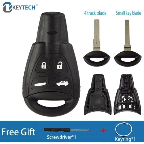 OkeyTech 4 Soft Buttons Car Key Case Shell Fob For SAAB 93 95 9-3 9-5 WF Replacement Keyless Entry Remote Key Shell Uncut Blade