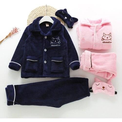 2-10 Years Kids Pajamas Sets Autumn Winter Thicken Cartoon High Quality Flannel Sleepwear 2pcs New Arrival 2020 Boys Girls Suits