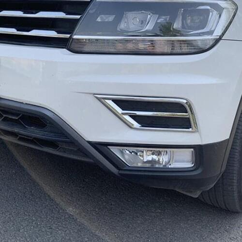 For Volkswagen VW Tiguan MK2 2016-2018 2019 ABS Chrome Rear Bumper Reflector Fog Light Lamp Cover Trim Molding Garnish Frame