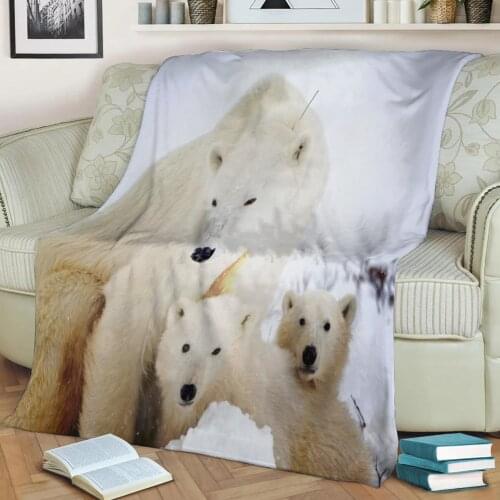 Animal Polar Bear Bears Flannel Throw Blanket 3D Printed Keep Warm Sofa Child Blanket Home Decor Textiles Dream Family Gift