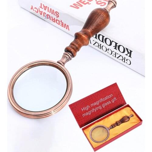 10X Metal Wood Handle Handheld Magnifier Magnifying Glass vintage collection gift For Reading Antique Portable Books Maps Elder