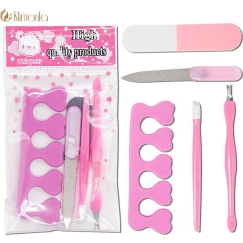 5Pcs/Lot Nail Art Set Fingers Separators Gel Remover Nail Cuticle Pusher Grinding Rods Cuticle Hangnails Clean Nail File Tools