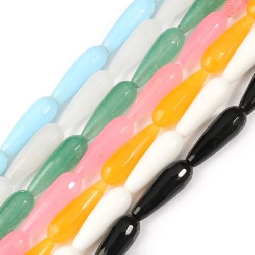 10x30mm Natural Jades Stone Beads Water Drop Shape Loose Spacer Beads for Jewelry Making DIY Bracelet Accessories 15