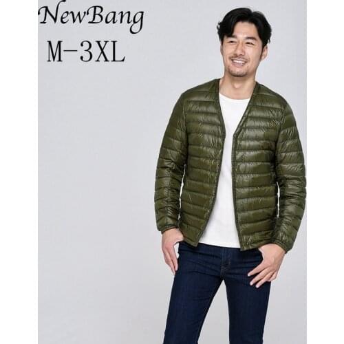 NewBang Brand Ultra Light Down Jacket Men Single Breasted Portable V Neck Spring Autumn Winter Without Collar Warm Liner