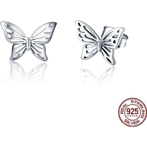 Sterling Silver 925 Butterfly Dream Delicate Stud Earrings Woman & Girl Earrings Silver Jewelry Christmas Gift