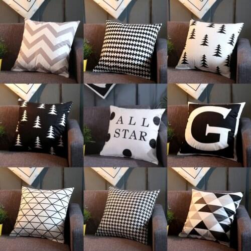 Nordic Black White Pillowcase Modern Minimalist Living Room Pillow Decorative Flock Sofa Cushion sofa pillow sofa pillow set