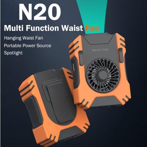 New Hanging Waist Fan with Spotlight 5000mAh Power Bank Wearable Electric Fan Portable Air Conditioner for Outdoor Worker Office
