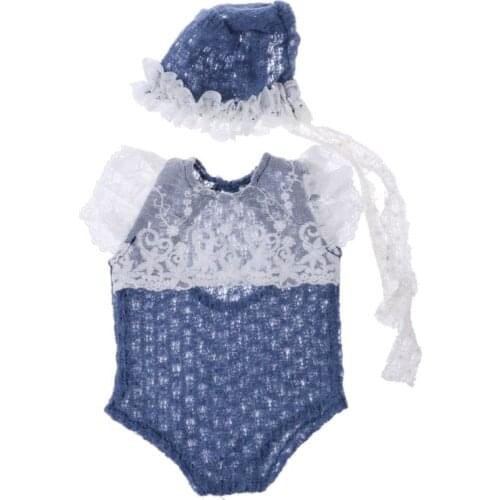 Newborn Baby Infant Photography Props Boy Girl Outfits Cute Knit Crochet Hat and Romper Set Bebe Photo Clothes Jumsuit #415
