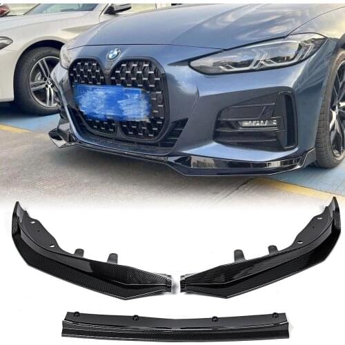 3pcs/set Carbon Fiber Glossy Black Front Lip Bumper Body Kit Spoiler Diffuser Splitter Guard For BMW G22 G23 m440i 4 Series 2020
