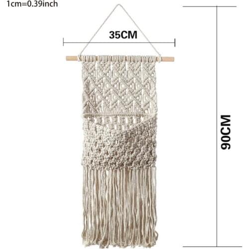 Boho Macrame Woven Storage Pocket Tassel Wall Hanging Tapestry Magazine Holder